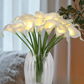 HOMESEASONS LED Lighted Artificial Flowers Calla Lily Bouquet 20 Stems Real Touch Calla Faux Flower Lights for Valentine's Day Gift and Easter Home Kitchen Wedding Dining Table Decor(White, No Vase)