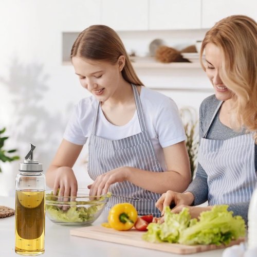 IVICOO Olive Oil Dispenser Bottle,Oil Dispenser For Kitchen,Bottles For Kitchen,17 Oz Automatic Opening And Closing Leak Proof Glass Dispenser