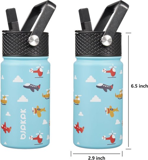 BJPKPK Insulated Water Bottle - 15 oz Stainless Steel Flask with Straw Lid | Reusable & Leak Proof