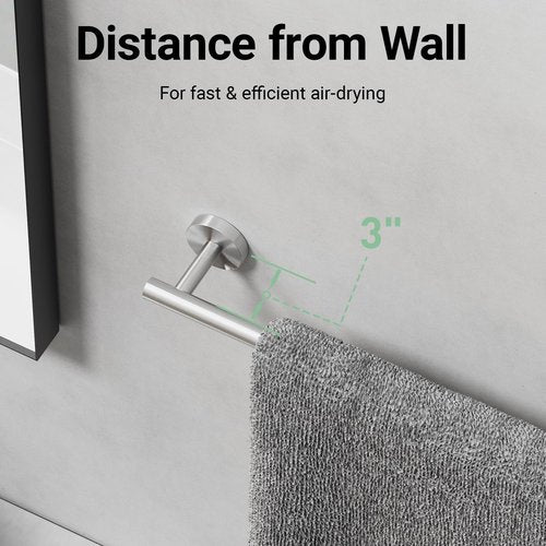 Brushed Nickel Towel Bar, 30 Inch Towel Rack for Bathroom Wall-Mounted, SUS304 Stainless Steel, Total Length 32 Inch