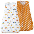 david's kids Muslin Cotton Baby Sleep Sack 18-24 Months, 2 Pack 100% Cotton Sleeping Bag for Summer, TOG 0.5 Baby Wearable Blankets with 2-Way Zipper, Soft Sleep Sacks for Newborn Infant, Rainbow