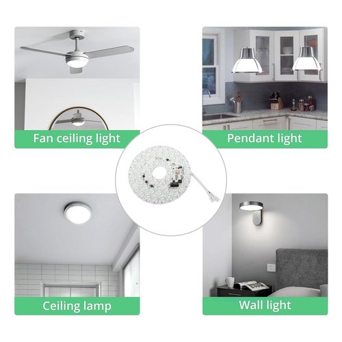 5.4 Inch LED Retrofit Light Kit for Ceiling Fan Light Replacement Panel, 3000K 4200K 6500K Color Temperature Adjustable, 18W Dimmable Round Light