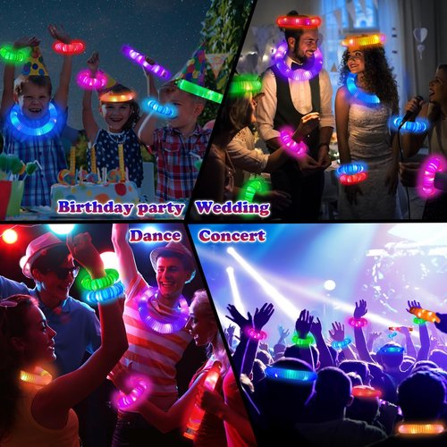 Glow Sticks | 96 PCS LED Light-Up Wands & Pop Tubes - Glow in the Dark Bracelets & Necklaces for Kids' Parties