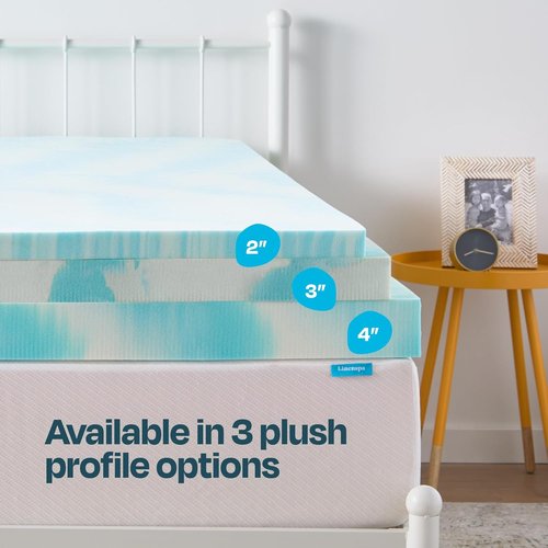 Linenspa 4 Inch Gel Memory Foam Mattress Topper - California King Size | Cooling & Pressure Relieving, CertiPUR Certified