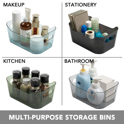Tiawudi 8 Pack Plastic Storage Bins, Clear Pantry Organizers and Storage Containers, Multi-Use Organizer Bins for Kitchen, Bathroom, Office, Shelf, Fridge, Home Edit and Cabinet Organizers
