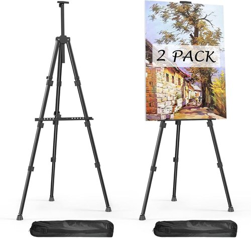 Aredy 66" Art Easel - Portable Metal Tabletop Easel Stand for Painting | 2 Pack