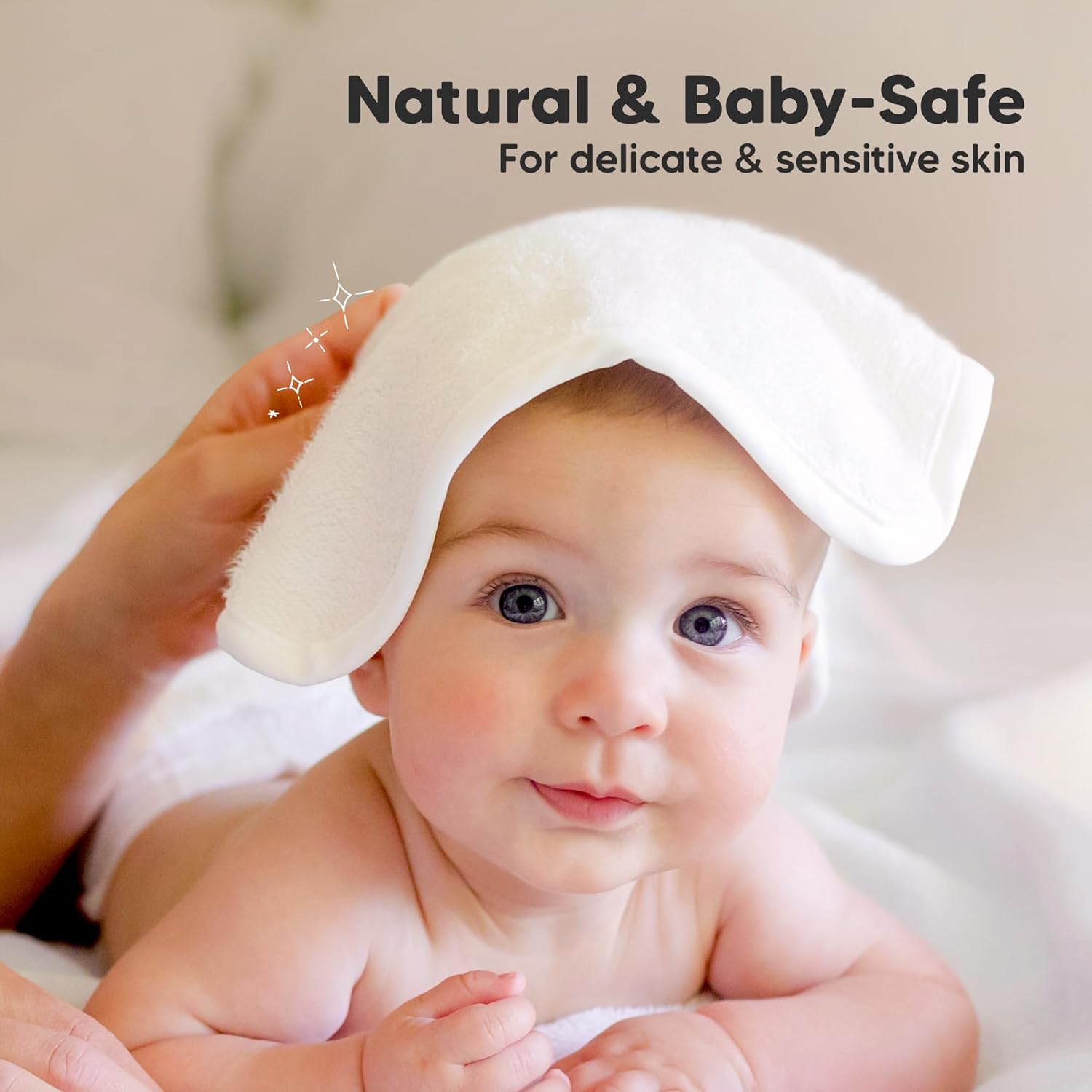 Skiennix 6-Pack Baby Washcloths - Soft, Absorbent Bamboo Towels for Newborns & Toddlers | 10x10, Gentle on Skin