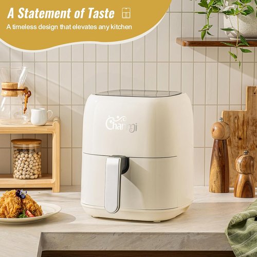 Charmi 5QT Air Fryer - Retro Design with Digital Touchscreen, 8 Cooking Presets | Cream White