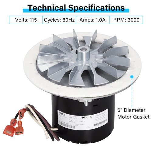 Adviace Replacement Combustion Exhaust Blower Motor for St Croix Auburn, Hastings, Afton Bay, SCF-050, Prescott EXL, York Insert, Lancaster Pellet Stoves, 80P20001-R 80P30521-R 80P31093-R