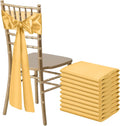 Skiennix Gold Satin Chair Sashes - Elegant Bows for Weddings & Events | 10 PCS, 7x108 Inch