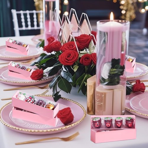 12Pcs 8x2.2x2 Inches Mcaron,Truffle,Chocolate Boxes Empty Bakery Boxes for Chocolate Covered Strawberry,Bonbon,Sweets & Party Favors