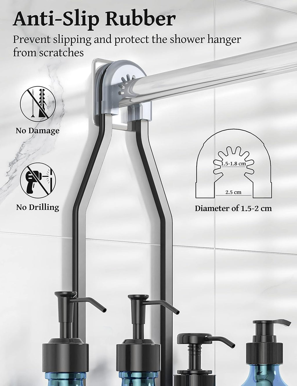 YASONIC Shower Caddy - Durable Aluminum Over Shower Head Organizer with 10 Hooks & Soap Basket - Black