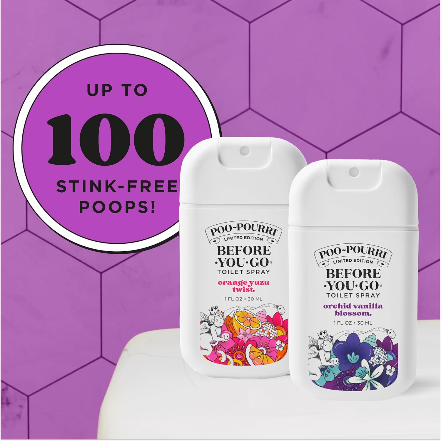 Poo-Pourri Tear & Share Bloom Bathroom Set | Travel Size Odor Eliminators - Plant-Based Pocket Sprayers