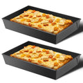 RimCereal 2 Pcs Detroit Style Pizza Pan 10 x 14 x 2.36 Inch Non Stick Rectangle Deep Pizza Pans Pre Seasoned Carbon Steel Sicilian Style Pan Dish Bakeware Kitchenware