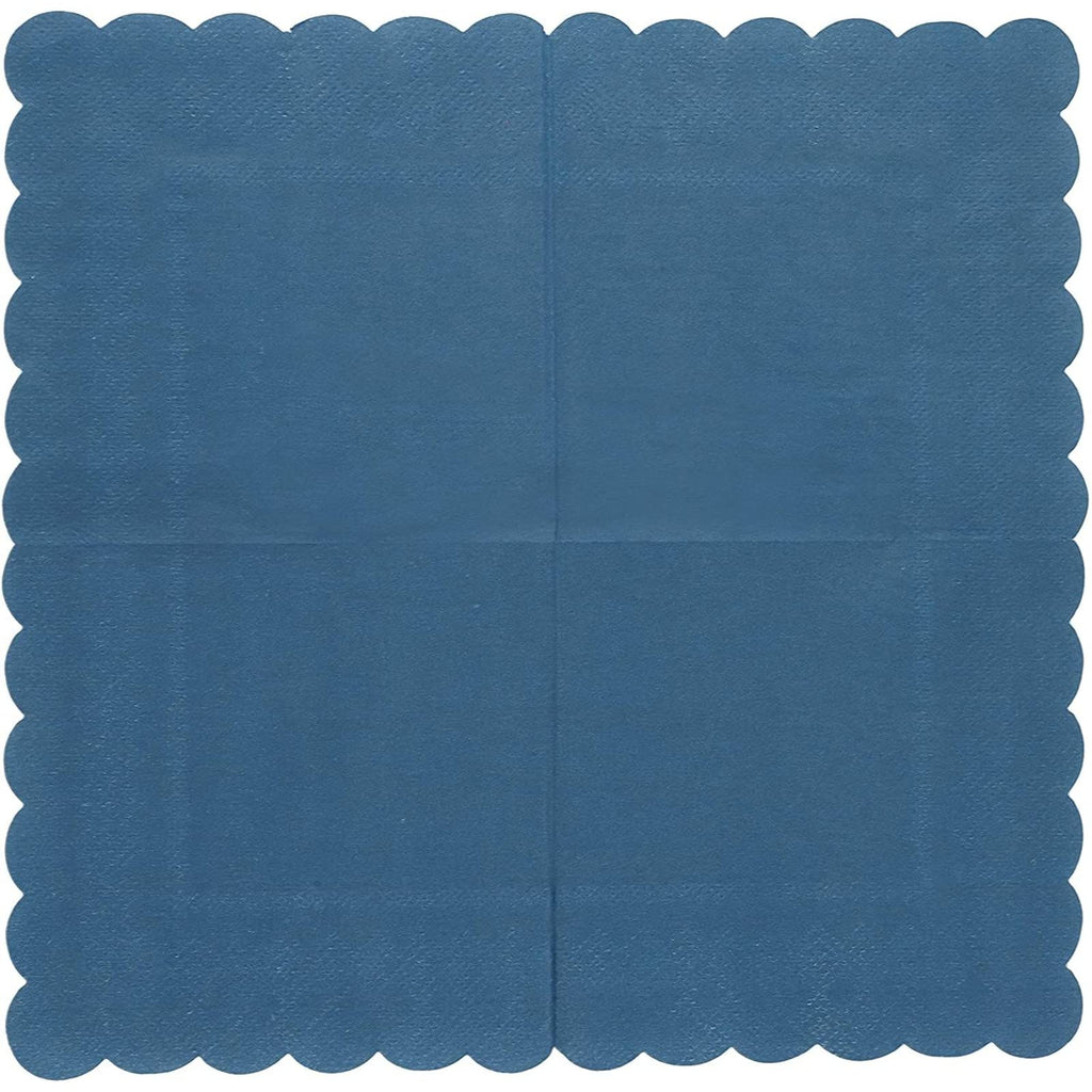 Juvale Navy Blue Napkins - 100 Count, 5 x 5 in, 2-Ply - Scalloped Cocktail - Party Napkins for Weddings Bridal Showers & Events