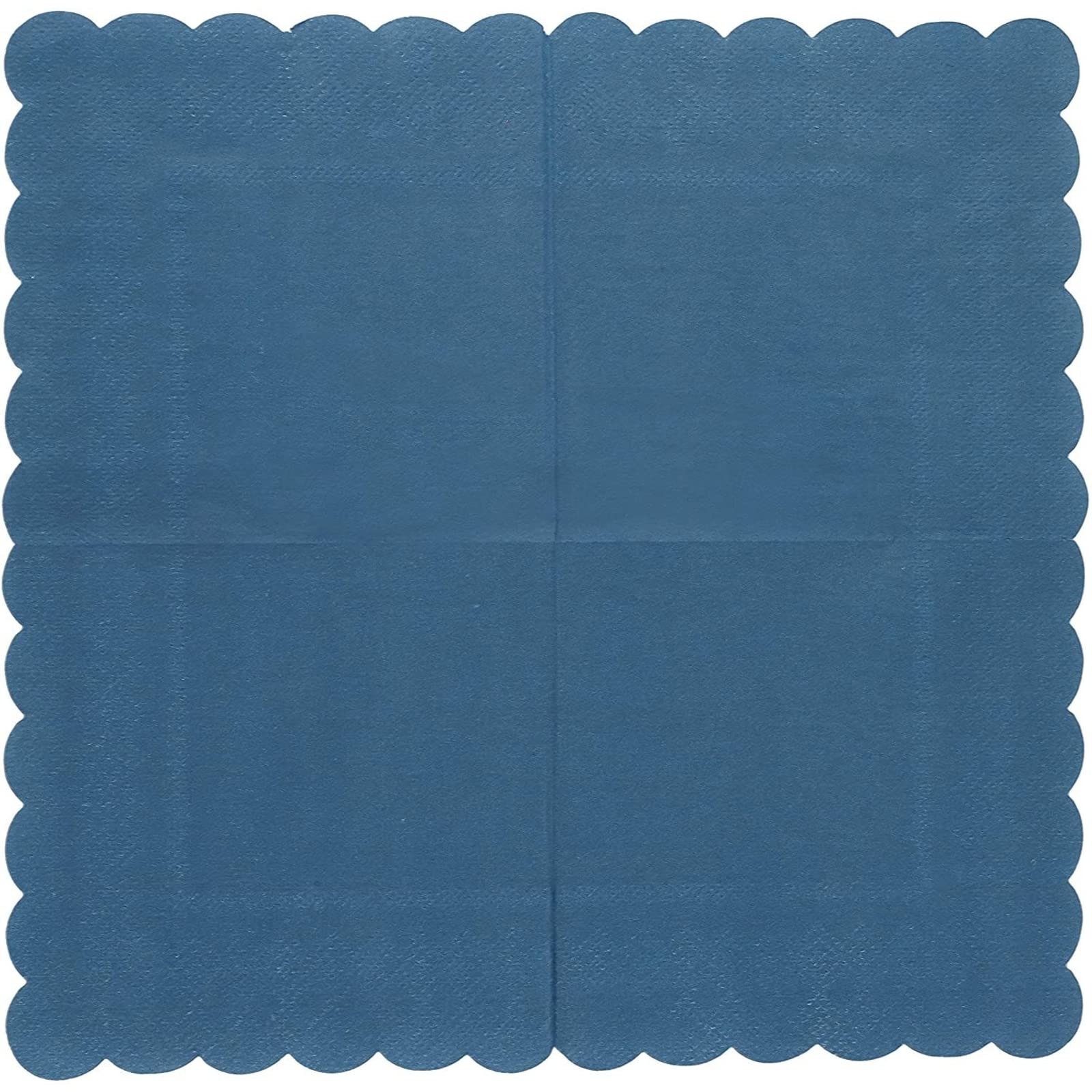Juvale Navy Blue Napkins - 100 Count, 5 x 5 in, 2-Ply - Scalloped Cocktail - Party Napkins for Weddings Bridal Showers & Events