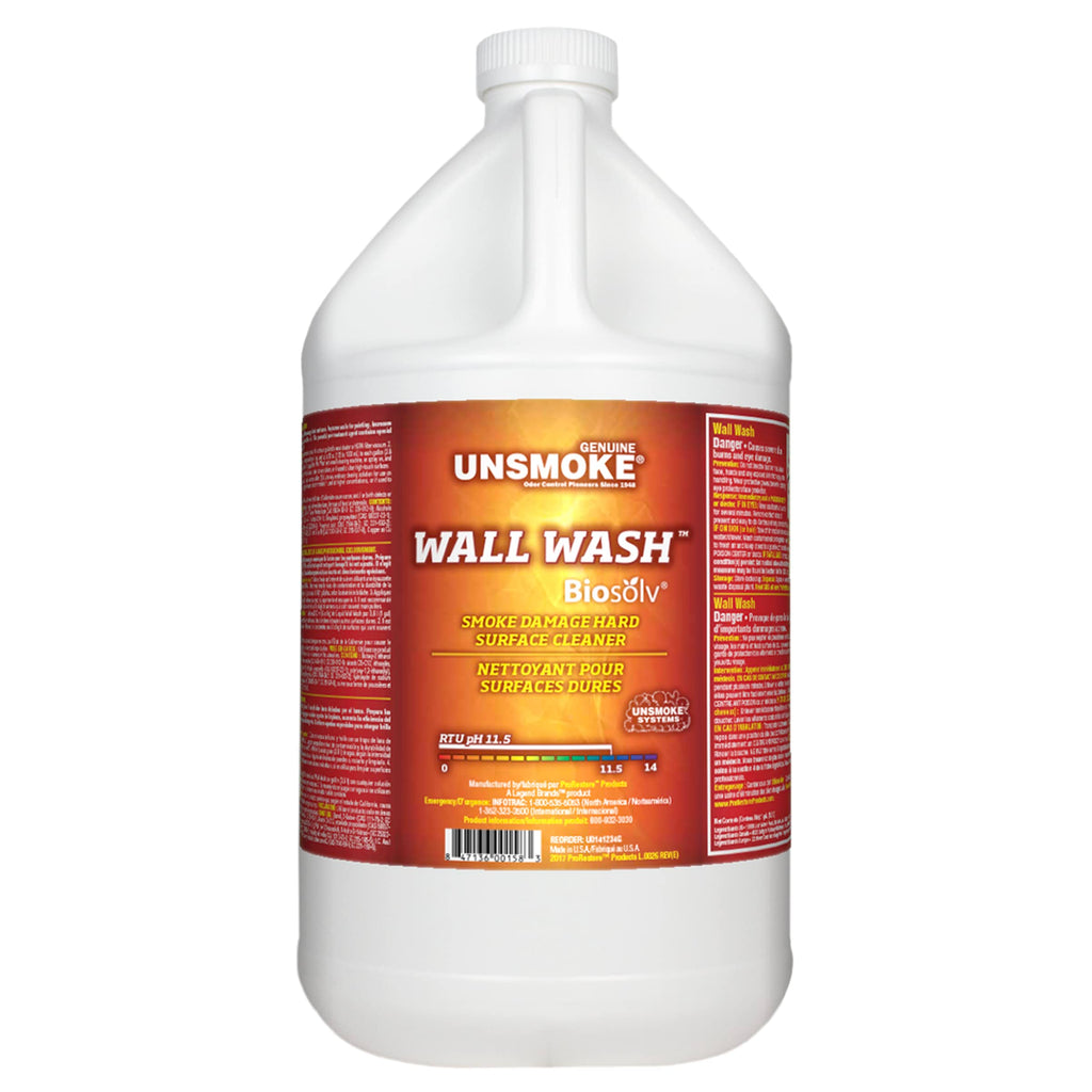 Unsmoke Wall Wash with Biosolv, Multipurpose Degreaser for Walls and Smoke Damage, Hard Surface Cleaner, 1-Gal Bottle