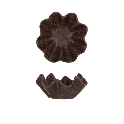 Bloomingville Round Stoneware Ruffled Bowl with Reactive Glaze, Brown