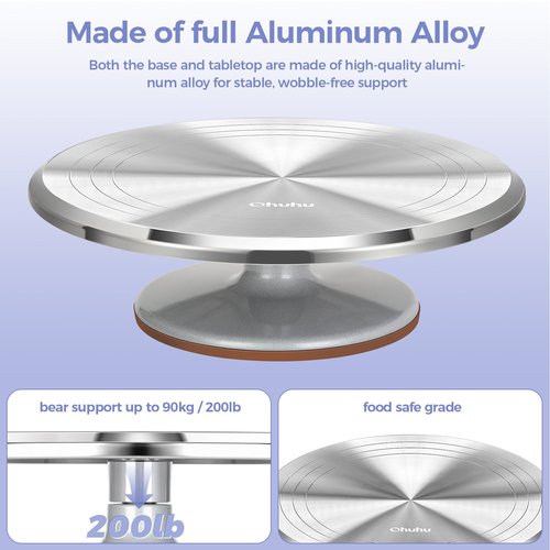 Ohuhu Cake Stand, Aluminium 12''Cake Turntable Decorating Bakery Supplies - BPA-Free Frosting Spinner Rotating Revolving Lazy Susan Perfect Gifts
