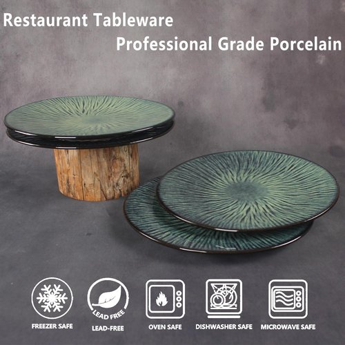 LIUYWYHCF Porcelain Plates Set Dinner Plates for Salad Dessert Ceramic Serving Plate Set of 4, Microwave and Dishwasher Safe, Chip Resistant and Scratch Resistant