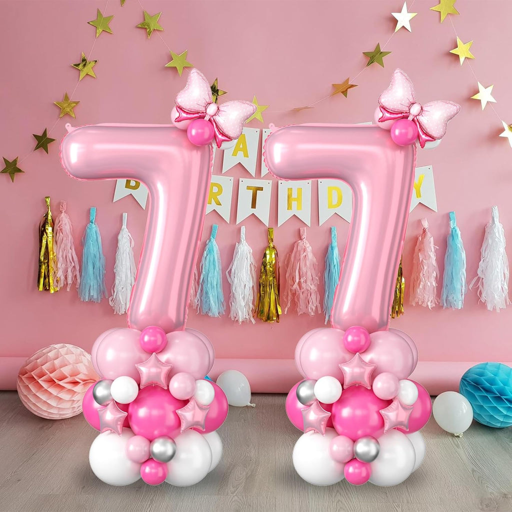 Skiennix 40-Inch Pink Number 7 Balloon - Giant Foil Balloon for 7th Birthday Party Decor
