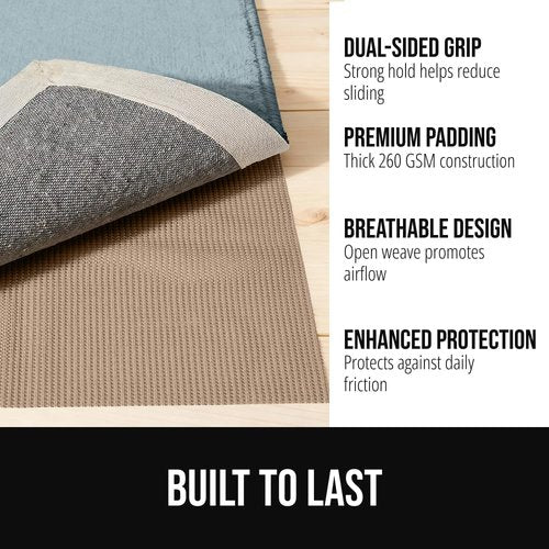 Gorilla Grip WeatherMax Door Mat - Durable 17x29 Gray Mat with Rug Gripper | 2x3 Feet Beige Bundle