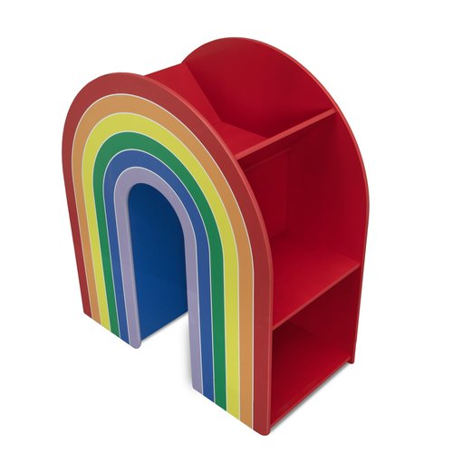 Delta Children Rainbow Bookcase – Greenguard Gold Certified Kids Bookshelf and Toy Storage, Montessori Bookcase for Playroom, Nursery and Classroom, Colorful Kids Book Shelf, Natural Finish