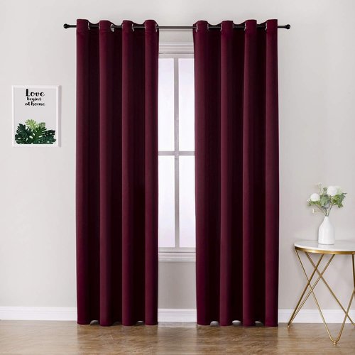 ChrisDowa Blackout Curtains - Thermal Insulated Room Darkening Panels, Burgundy Red, 52W x 72L | 2-Piece Set