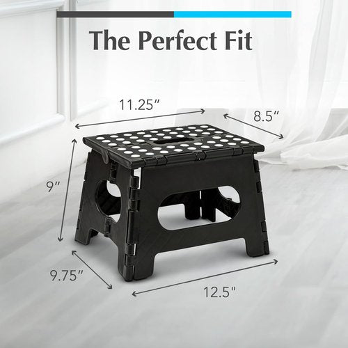 Handy Laundry Folding Step Stool - Lightweight & Sturdy for Adults and Kids - Easy One-Flip Design (Black | 2-Pack)