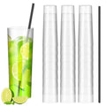 Acellegic Plastic Highball Glasses with Straws(Set of 96), 10 oz Shatterproof Drinking Cups, Tall Whiskey Collins Glass with Straws, Smoothie Tumbler Mojito Cocktail Cups for Wedding Fall Xmas Party
