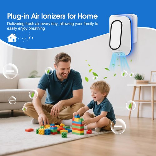 PVACG Plug in Air Ionizers 3-Pack, Negative Ion Air Purifier with Ice Blue Light, 2W Ultra-Low Energy Ionic Air Purifiers for home Bedroom Office Bathroom(3)