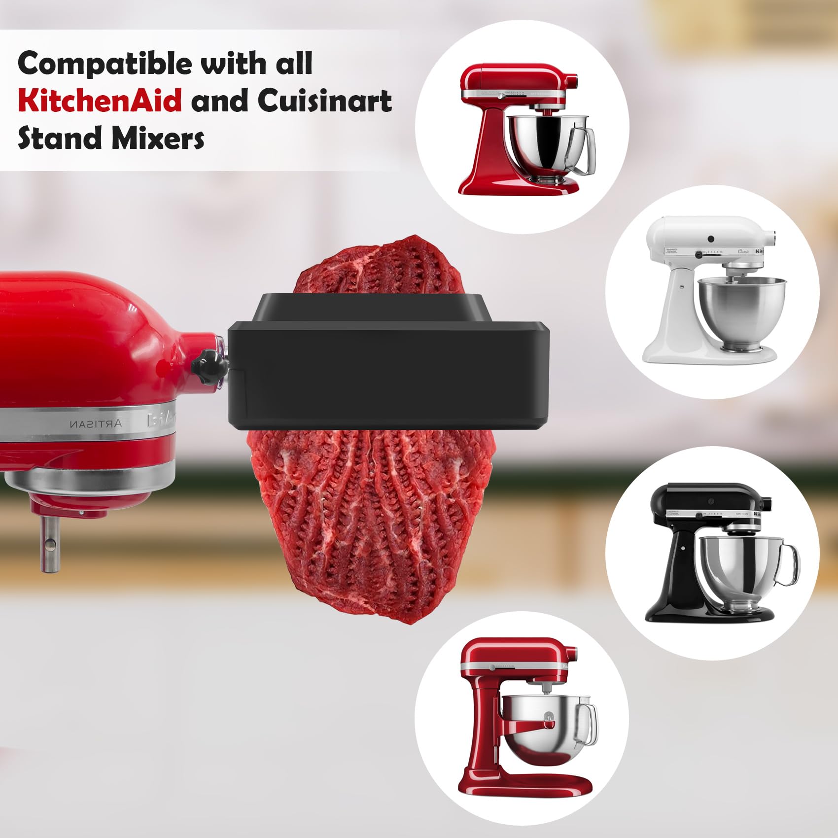 Meat Tenderizer for All Kitchen Aid Household Mixer,Meat Tenderizer Machine Attachment for Kitchen Aid Stand Mixers Accesssories (White)