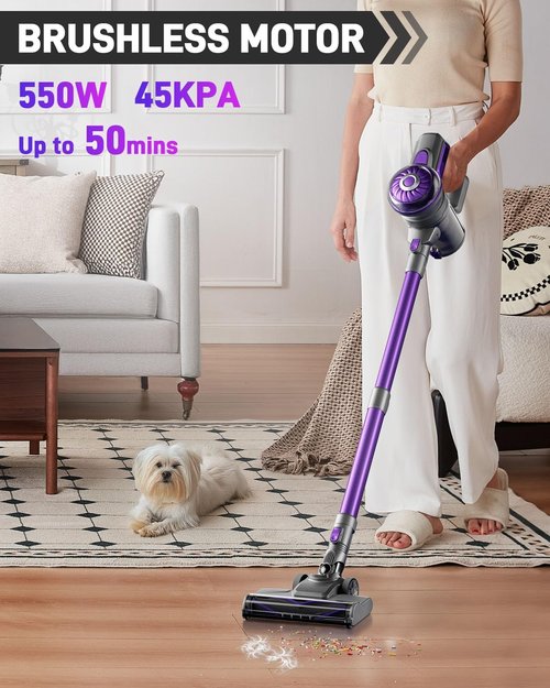 FUNCCUBE Cordless Vacuum Cleaner - Powerful Suction, Tangle-Resistant, 50 Min Runtime | Lightweight & Versatile for Carpets & Hard Floors