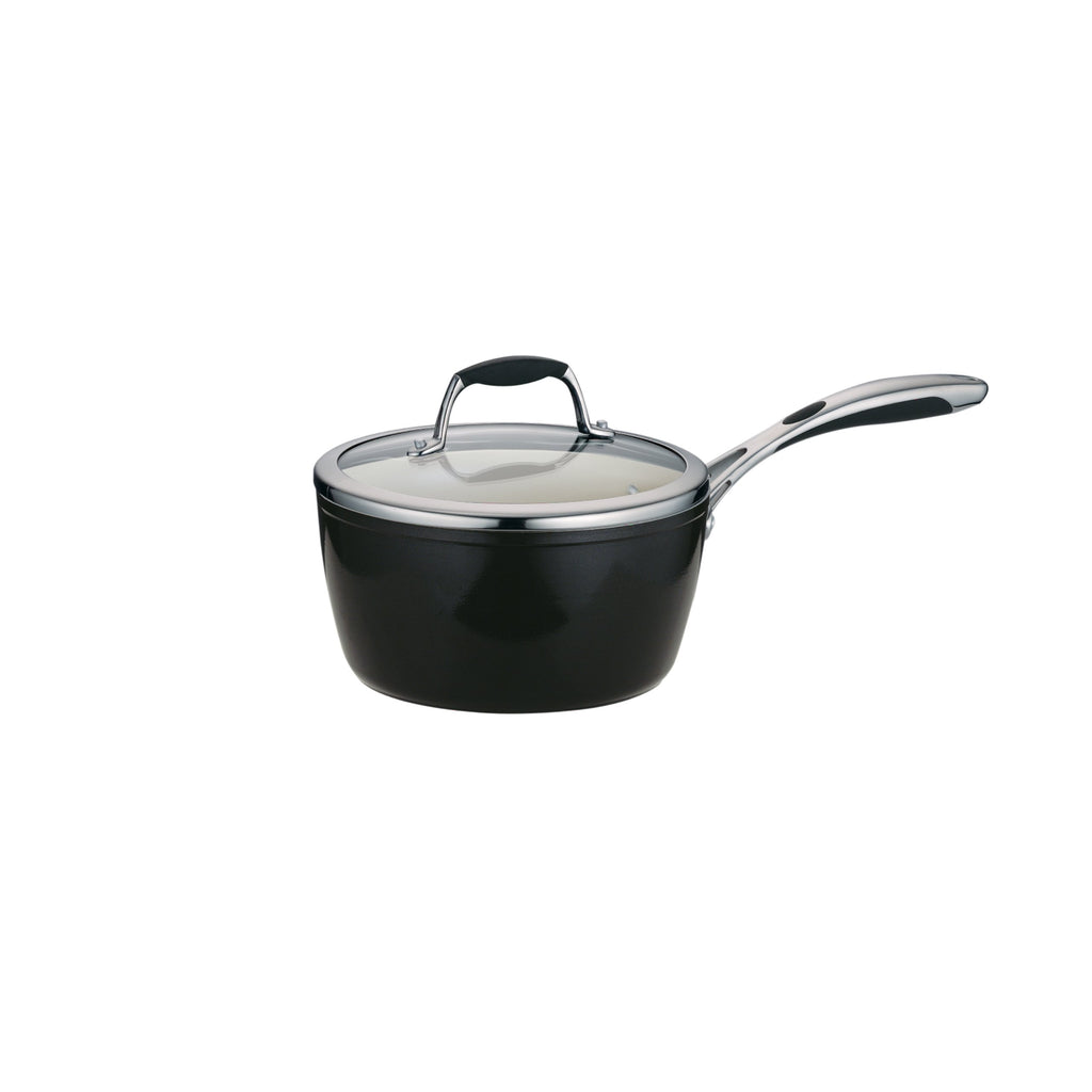 Tramontina Ceramica Deluxe 3-Quart Sauce Pan with Glass Lid, Ceramic Non Stick Saucepan, Oven-Safe, Metallic Black