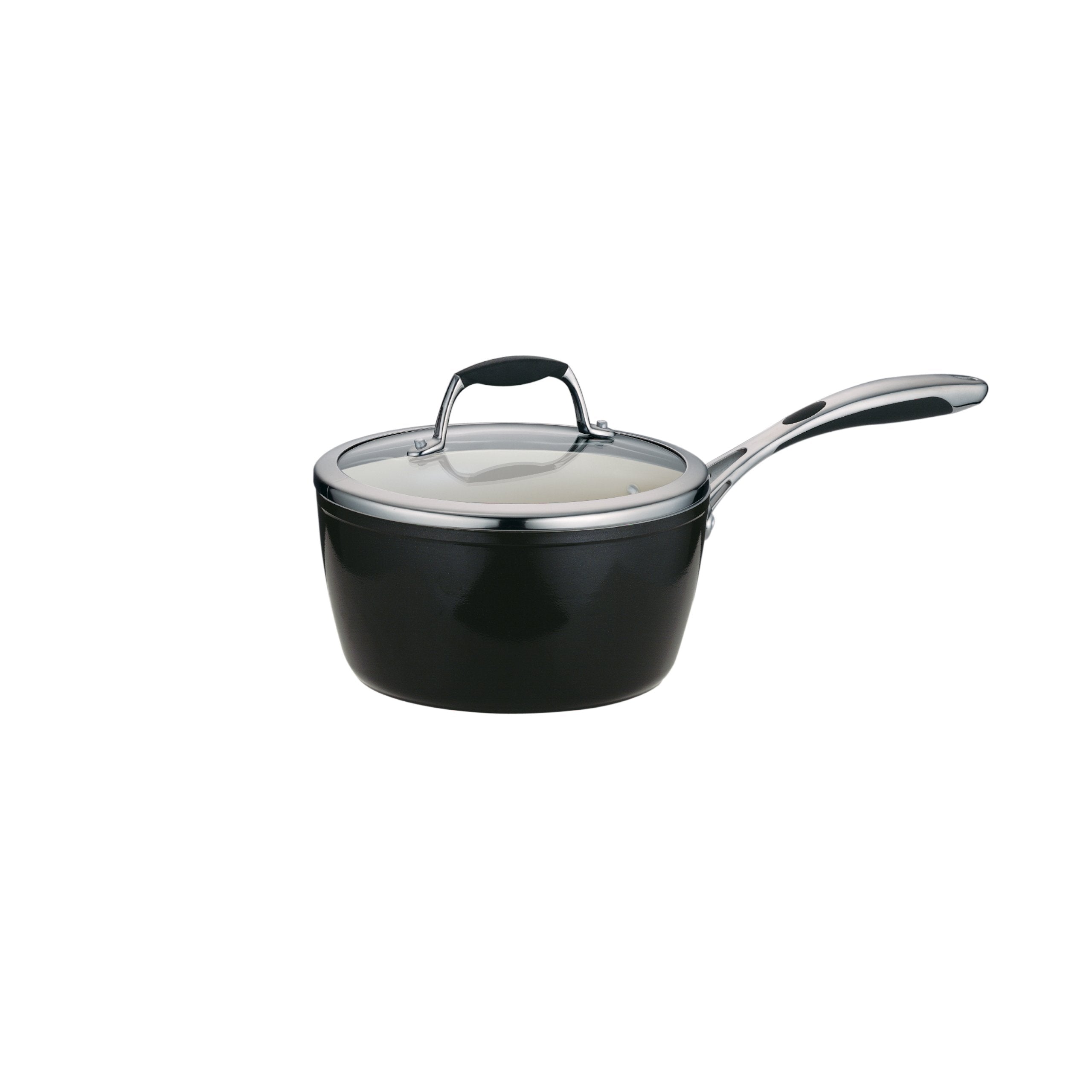 Tramontina Ceramica Deluxe 3-Quart Sauce Pan with Glass Lid, Ceramic Non Stick Saucepan, Oven-Safe, Metallic Black