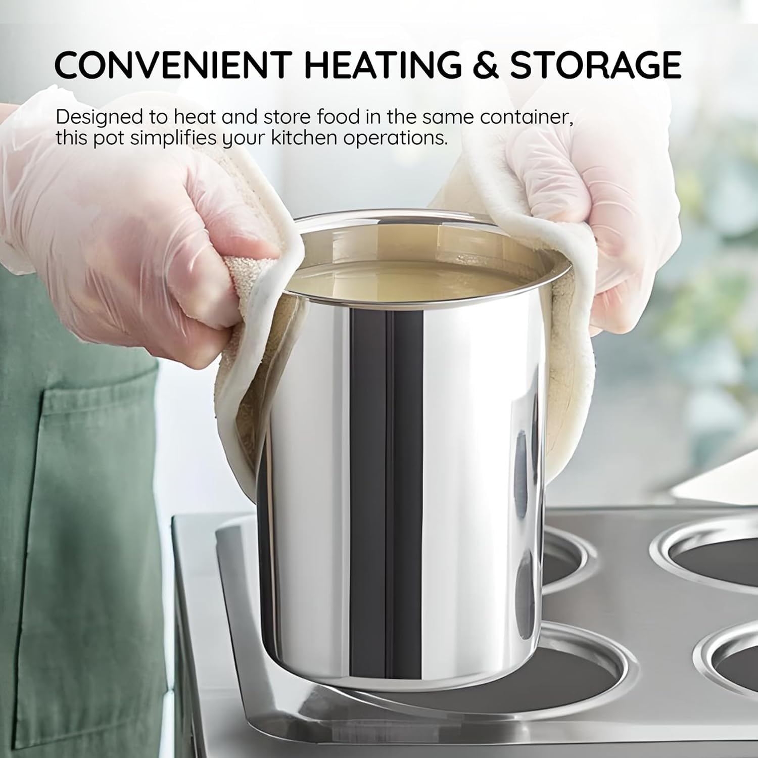 OCS Parts 6-Pack 2 Quart Bain Marie Pot | 6-3/4" x 4-3/8" Stainless Steel Pot for Warm or Cold Food, Sauces, Soups, or Organizing Cooking Utensils