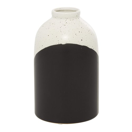 Deco 79 Ceramic Handmade Color Block Speckled Vase, 6" x 6" x 10", Black