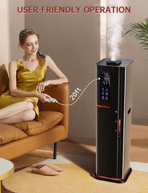 2.64Gal Humidifiers for Bedroom Large Room, Warm and Cool Mist up to 500ft², Top Fill Diffuser Ambient Light, 3 Mist Modes, 24H Timer, 35dB Quiet Humidifier for Home Office Plants