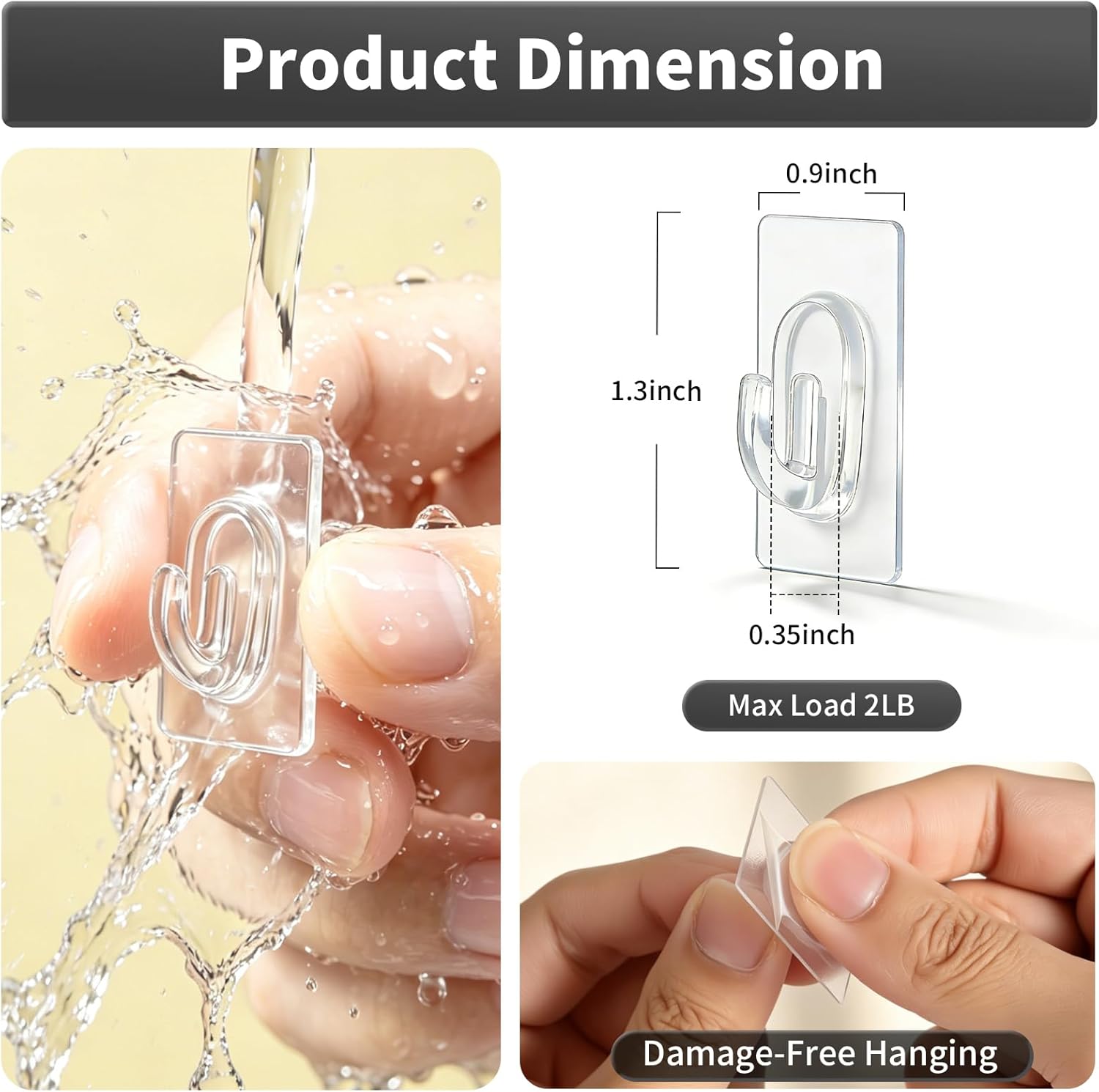 Skiennix 27 Pack Small Adhesive Wall Hooks - Clear Mini Hooks for Damage-Free Hanging Decorations & Cables