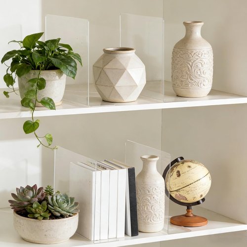 Lebouri Shelf Dividers for Closet Organization: 10" Tall x 12" Deep Acrylic Closet Shelf Dividers for Clothes Sweater Purse - Clear Closet Organizers and Storage Separators for Shelves
