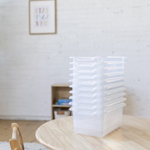 ECR4Kids Scoop Front Storage Bins, Multipurpose Organization, Clear, 10-Piece