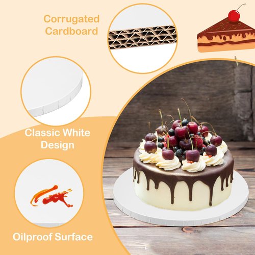16 Inch Cake Boards, 2 pcs Cake Drums 1/2" Thick, White Cakes Corrugated Cardboard Rounds Base for Heavy or Multi Layer Cakes, Dessert, Crafts Display
