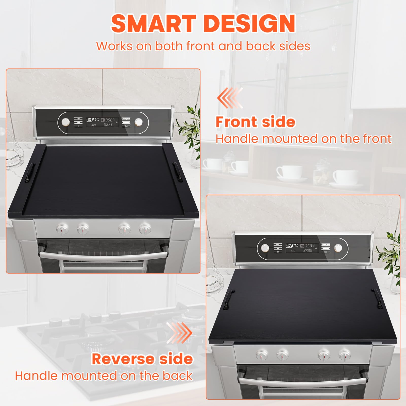 Noodle Board Stove Cover Cutting Board with Handle - Acacia Wood Stove Top Covers Board for Electric/Gas Stove Top, Multiuse Gas Stove Cover Board for Serving Chopping Decorating