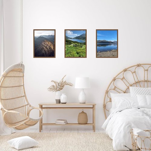 JCJMY 11x16 Picture Frame - Brown Wall Mounting Frame with Shatter-Resistant Plexiglass