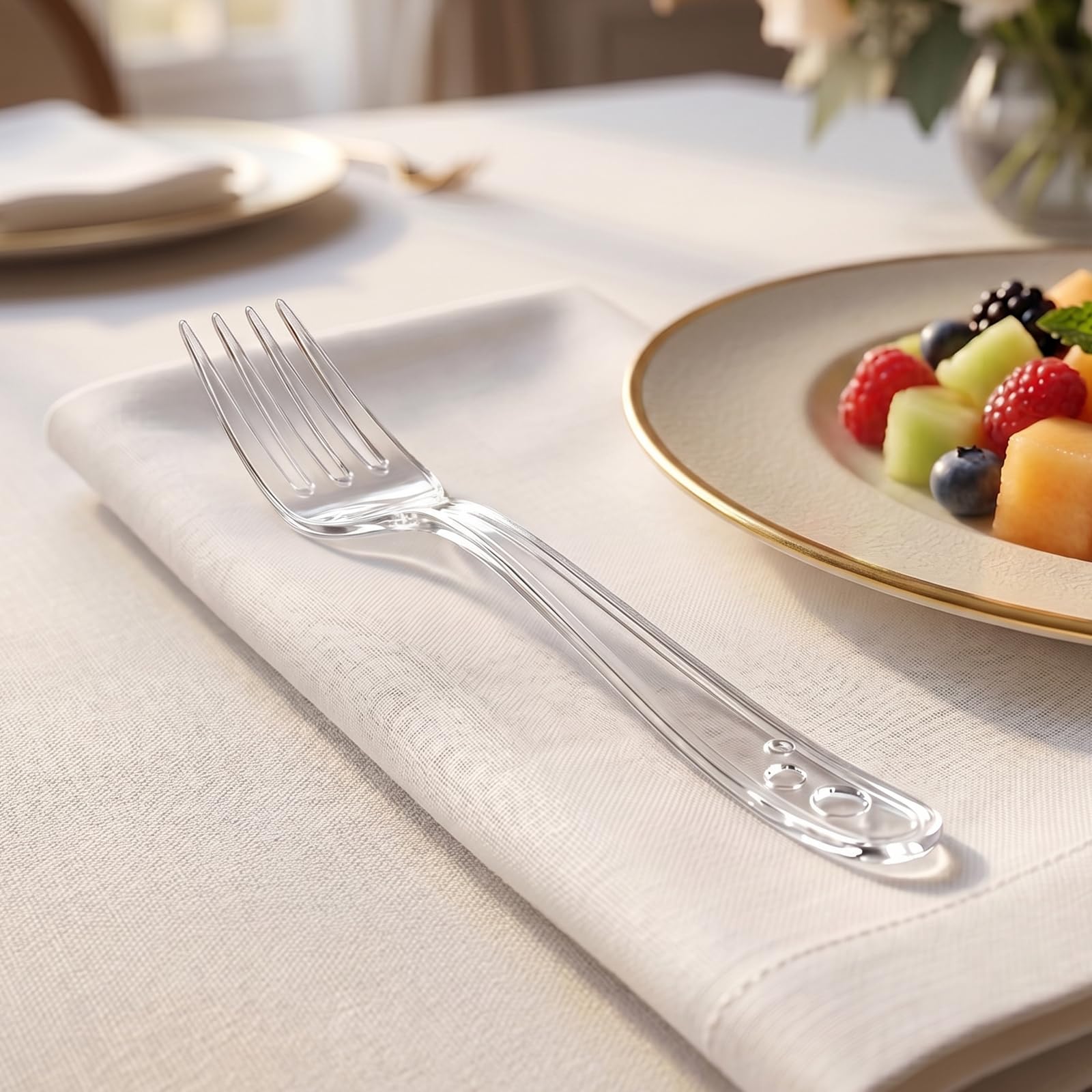 SACATR 1000 Count Plastic Forks Heavy Duty, Plastic Silverware Clear Forks, Premium Disposable Forks Bulk, BPA-Free, Heat Resistant, Suitable for Parties, Events and Everyday Use