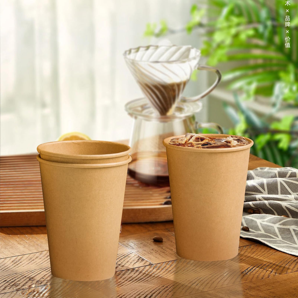 Clawsoff 180 Pack 12 OZ Paper Cups, Brown Kraft Disposable Paper Coffee Cups 12 oz, Unbleached Paper Cups for Hot/Cold Beverage Party, Picnic, Travel, and Events.