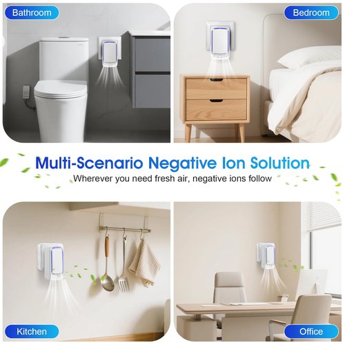 KLVEU 4Pack Plug In Air Ionizers for Home,Negative Ion Air Purifier -Plug In Air Freshener for Home, Office, Bathroom and Living Room,Portable Ion Air Purifiers Odor,Pets Smell (4)