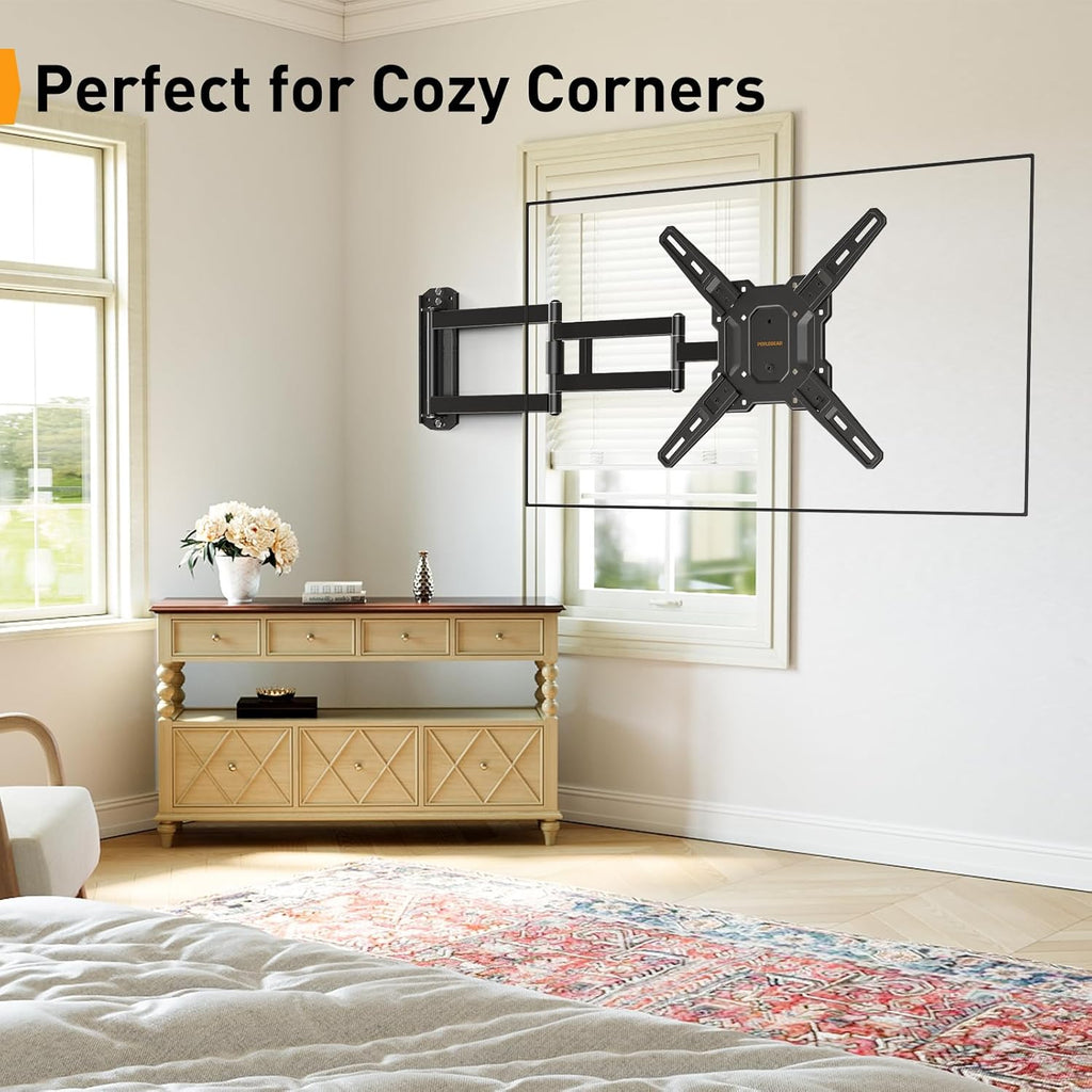 Perlegear Long Arm TV Wall Mount - Full Motion Bracket for 32-65" TVs | 37.4" Extension, Max VESA 400x400mm, Holds 110 lbs