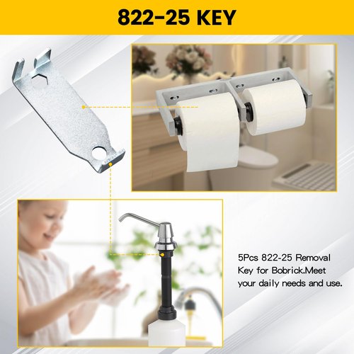 Zookpr 5 Pcs 822-25 Removal Key for Bobrick Toilet Paper Dispenser Key, Removing B2740 Toilet Paper Dispenser Spindle and 822 Series Bathroom Soap Dispenser Top Trim