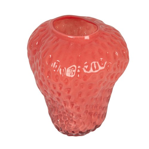 Creative Co-Op Round Glass Strawberry Shaped Vase, Pink
